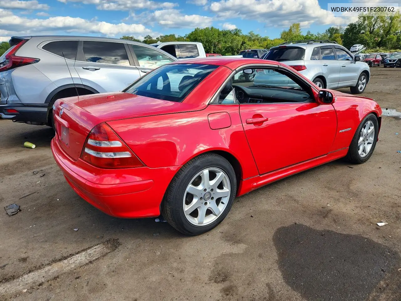 2001 MERCEDES SLK-KLASSE VIN WDBKK49F51F230762 — фото 3