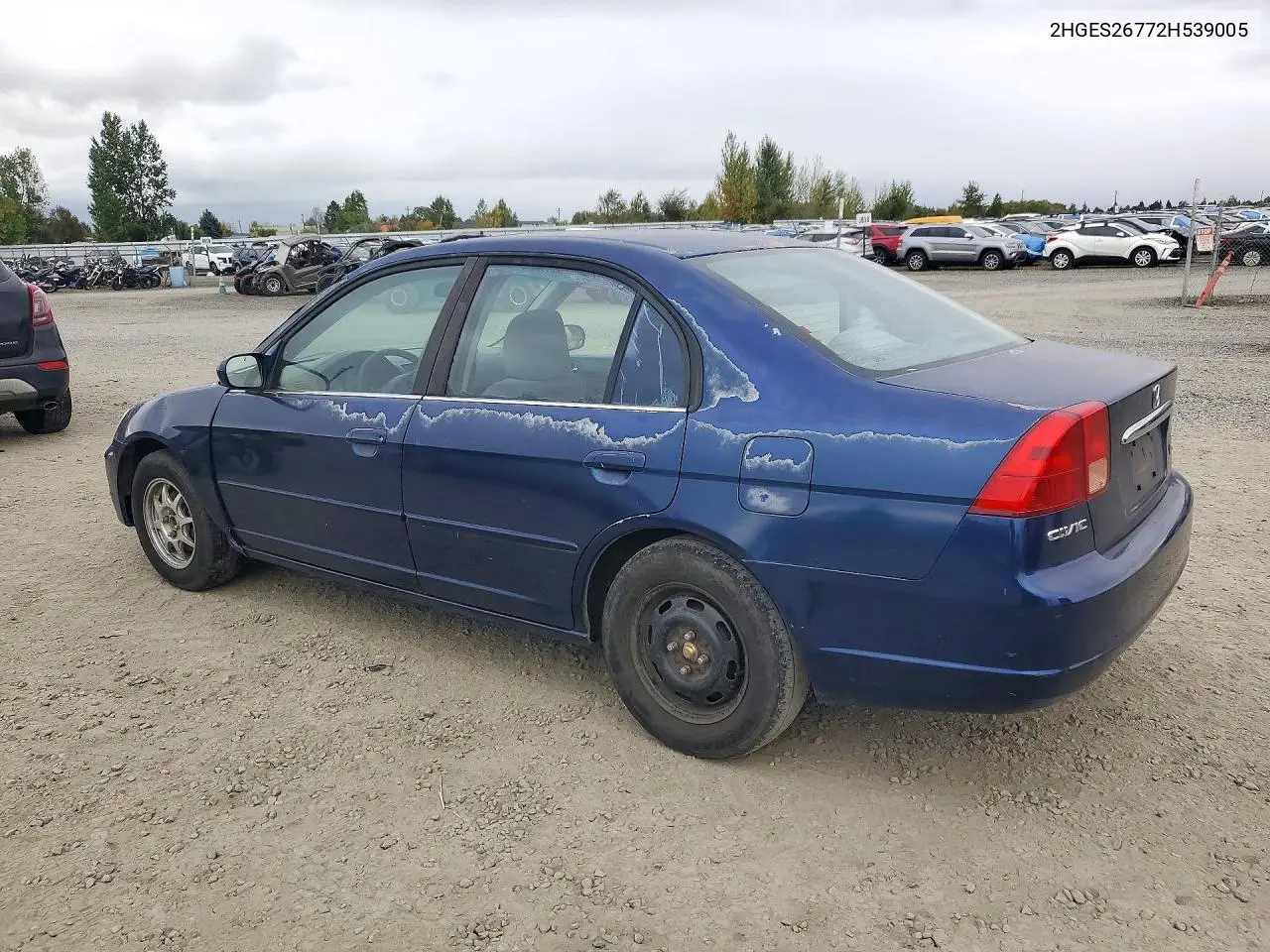 2002 HONDA CIVIC VIN 2HGES26772H539005 — фото 2