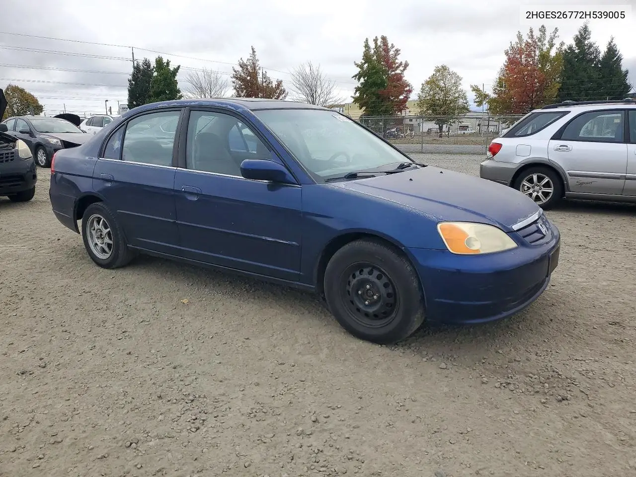 2002 HONDA CIVIC VIN 2HGES26772H539005 — фото 4