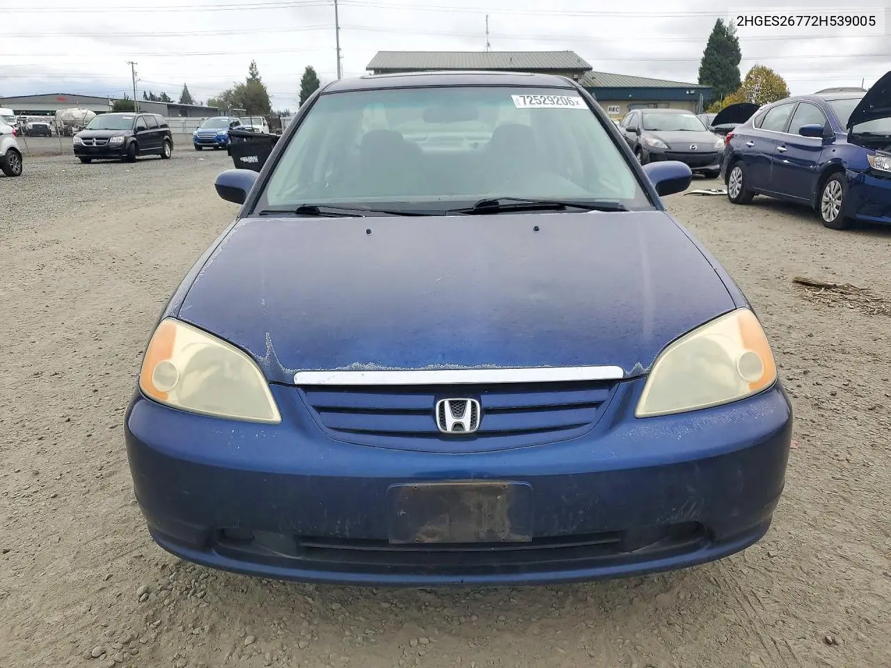 2002 HONDA CIVIC VIN 2HGES26772H539005 — фото 5