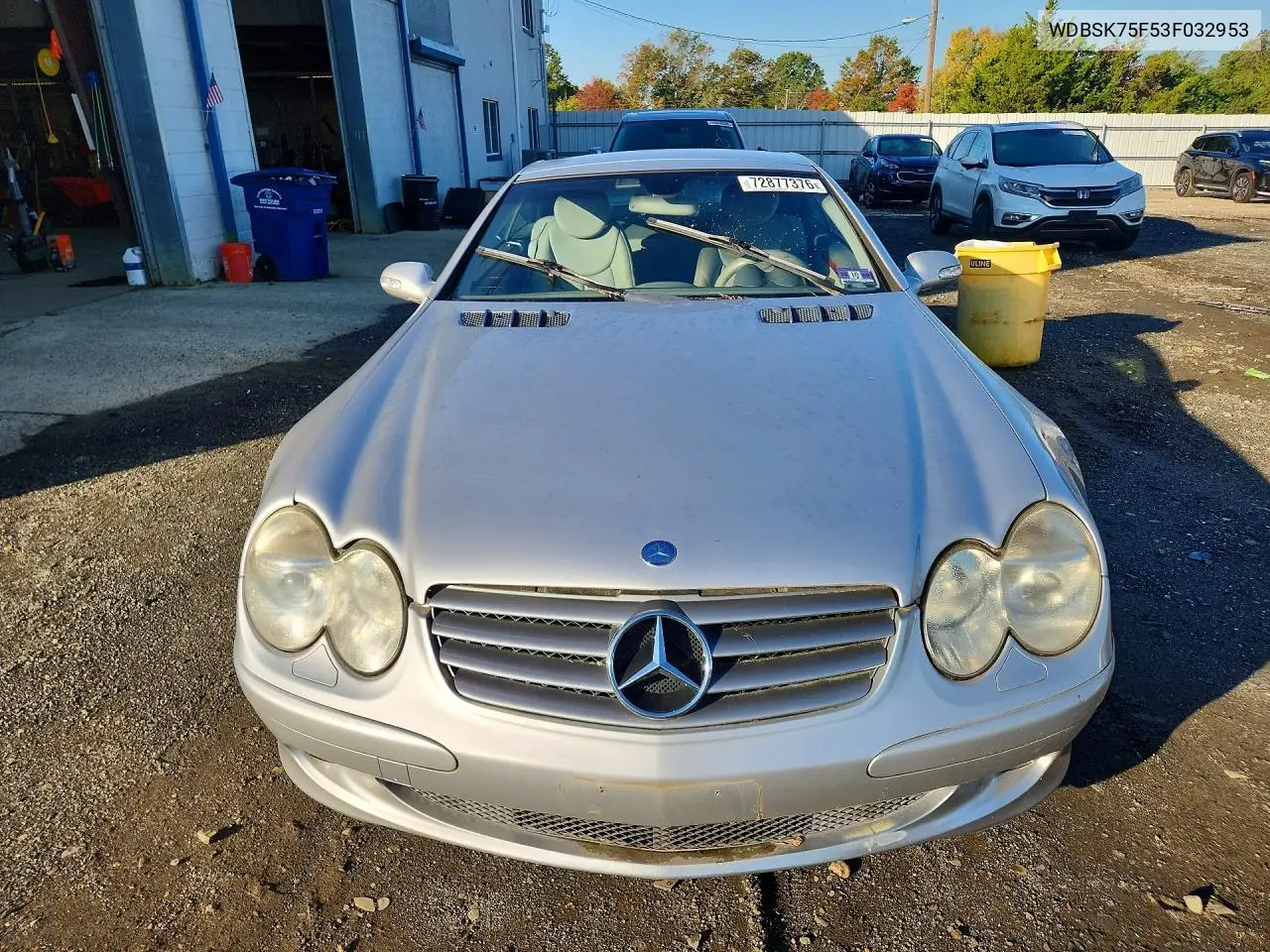 2003 MERCEDES SL-KLASSE VIN WDBSK75F53F032953 — фото 5