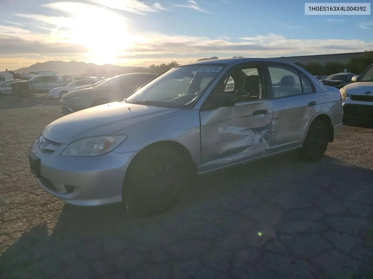 HONDA CIVIC 2004, VIN 1HGES163X4L004392