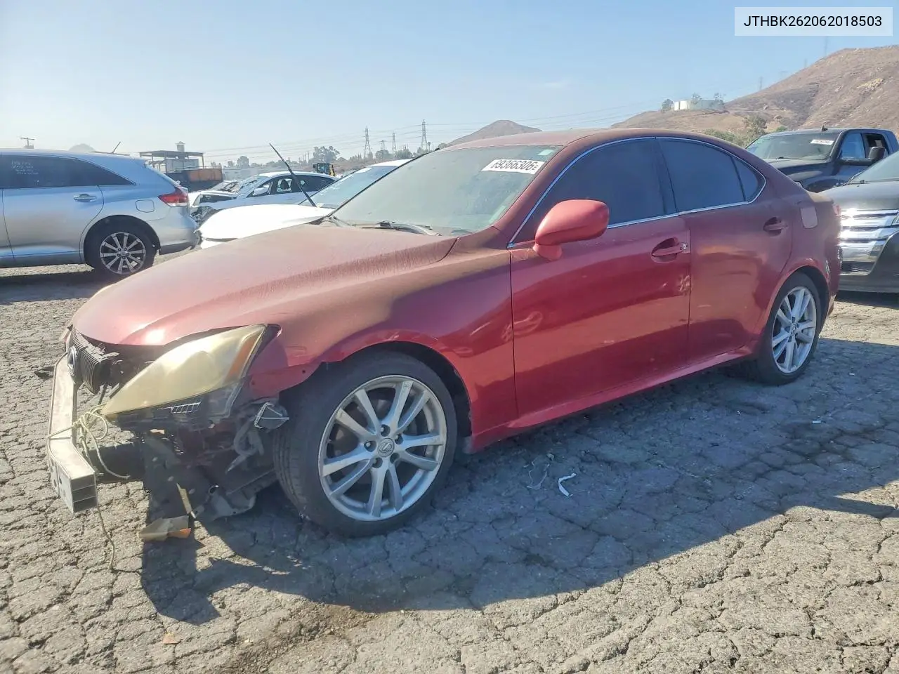 2006 LEXUS IS VIN JTHBK262062018503 — фото 2