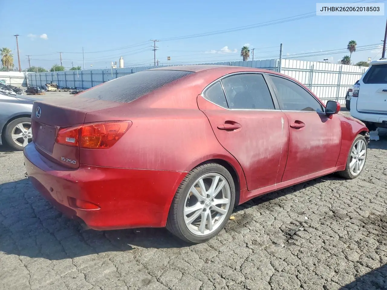 2006 LEXUS IS VIN JTHBK262062018503 — фото 4