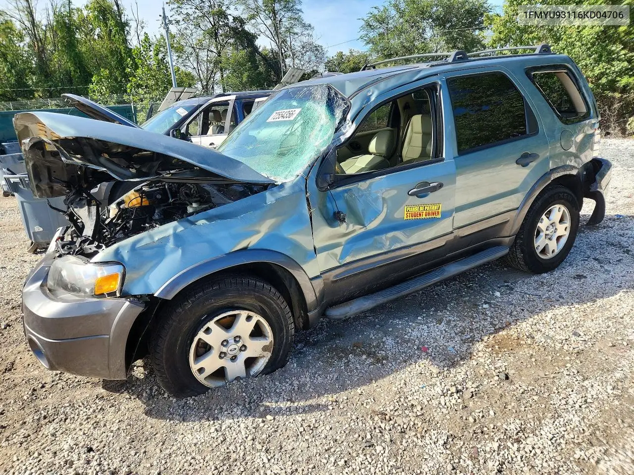 FORD ESCAPE 2006, VIN 1FMYU93116KD04706