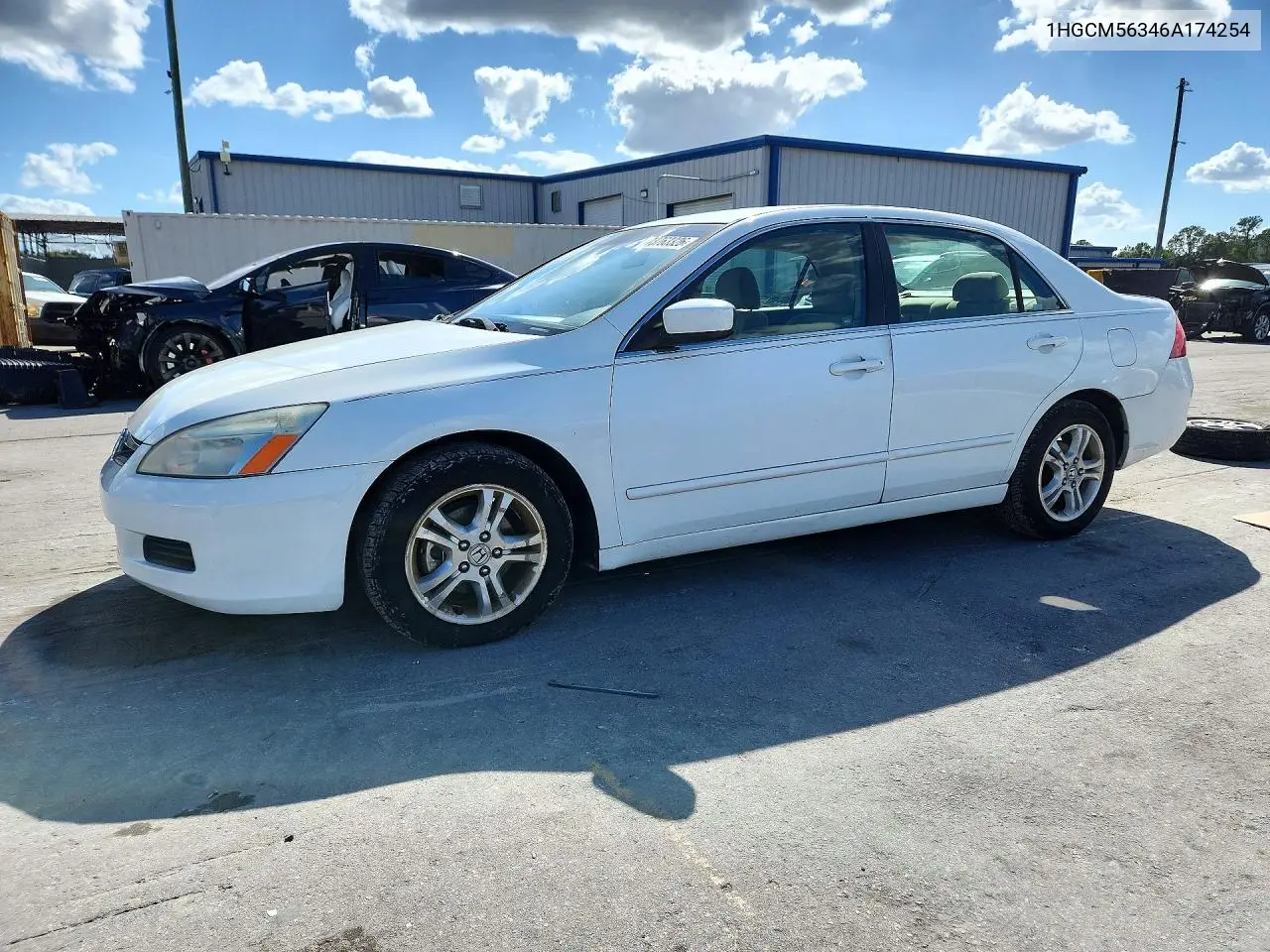 HONDA ACCORD 2006, VIN 1HGCM56346A174254
