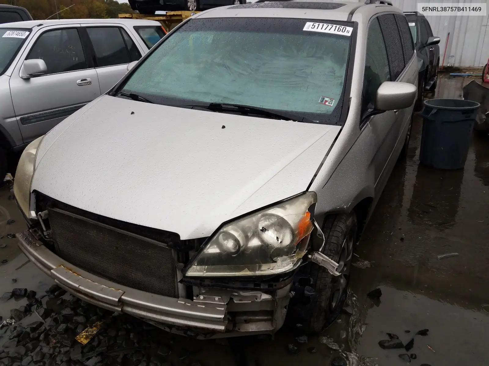 2007 HONDA ODYSSEY VIN 5FNRL38757B411469 — фото 2