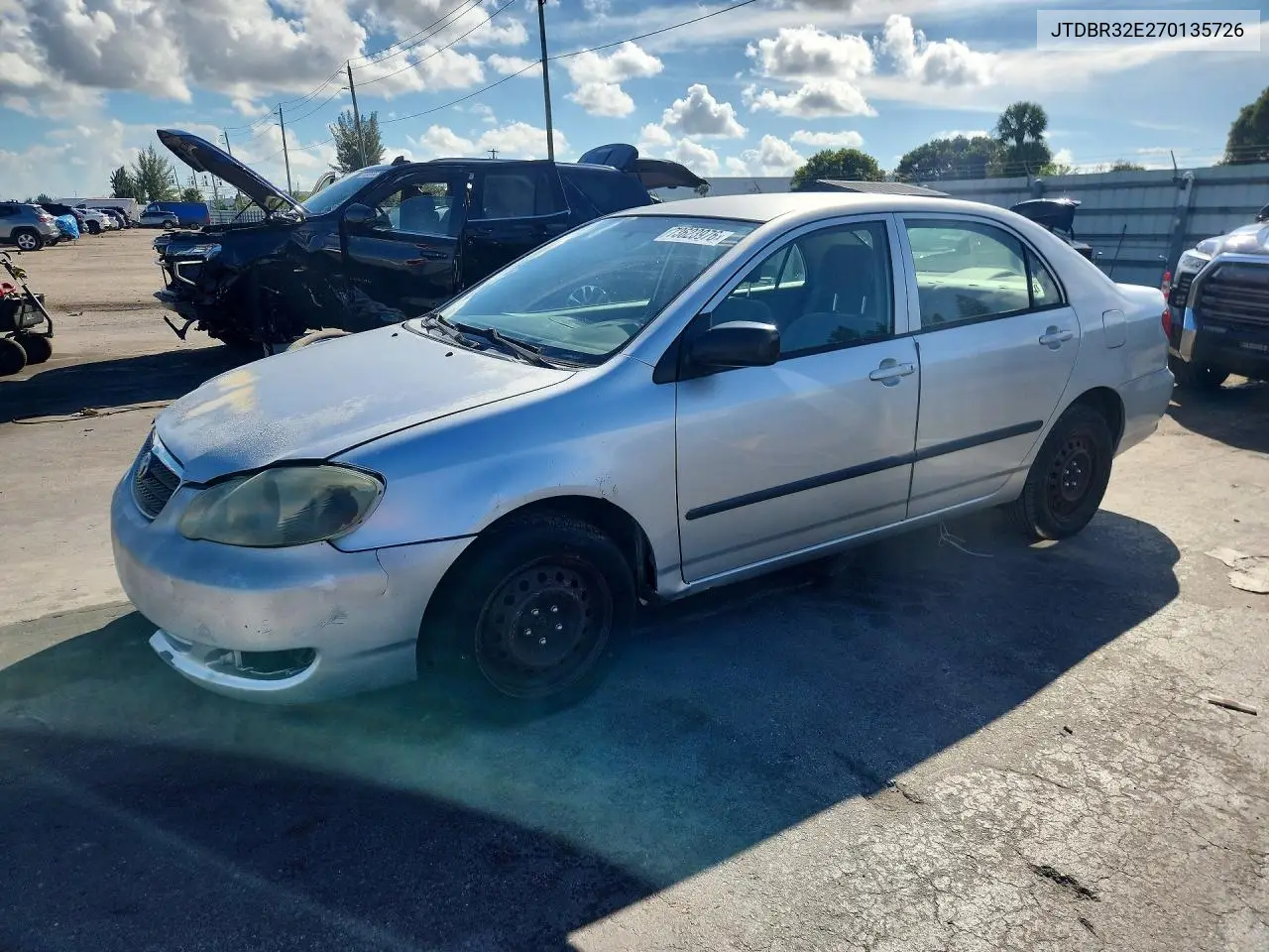TOYOTA COROLLA 2007, VIN JTDBR32E270135726