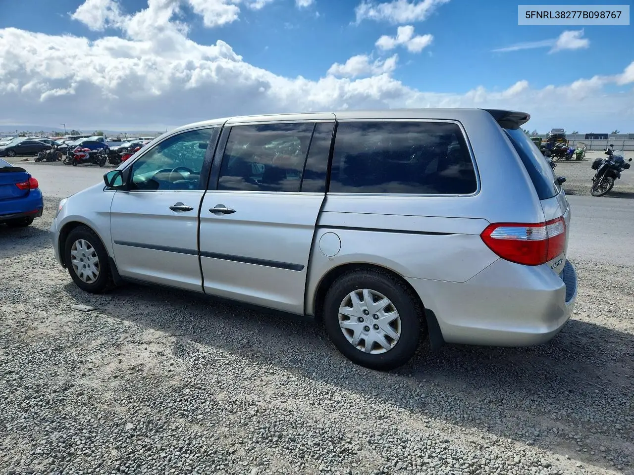 2007 HONDA ODYSSEY VIN 5FNRL38277B098767 — фото 2
