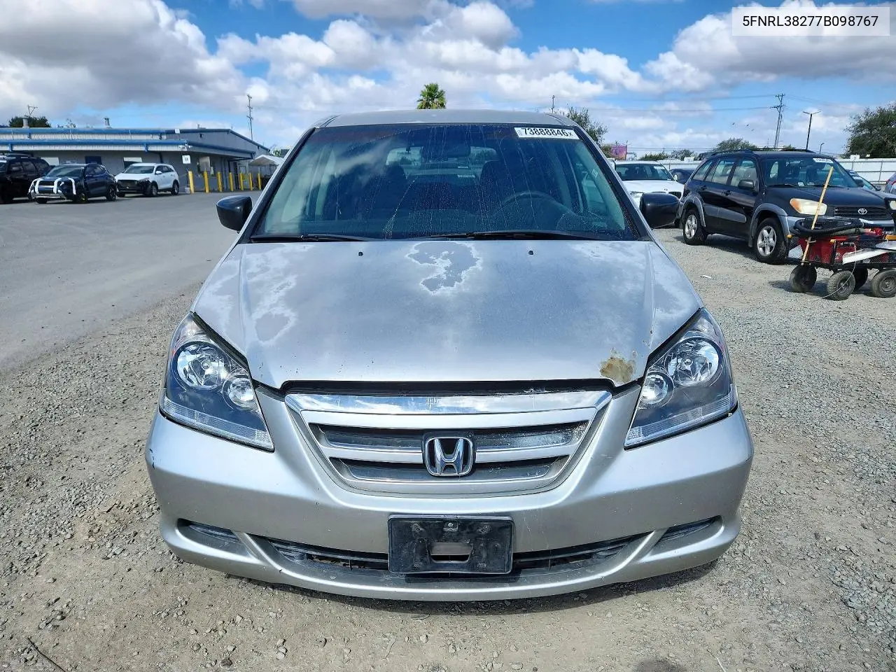 2007 HONDA ODYSSEY VIN 5FNRL38277B098767 — фото 5