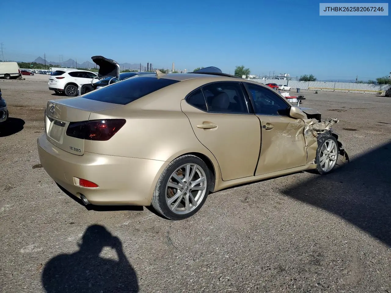 2008 LEXUS IS VIN JTHBK262582067246 — фото 3