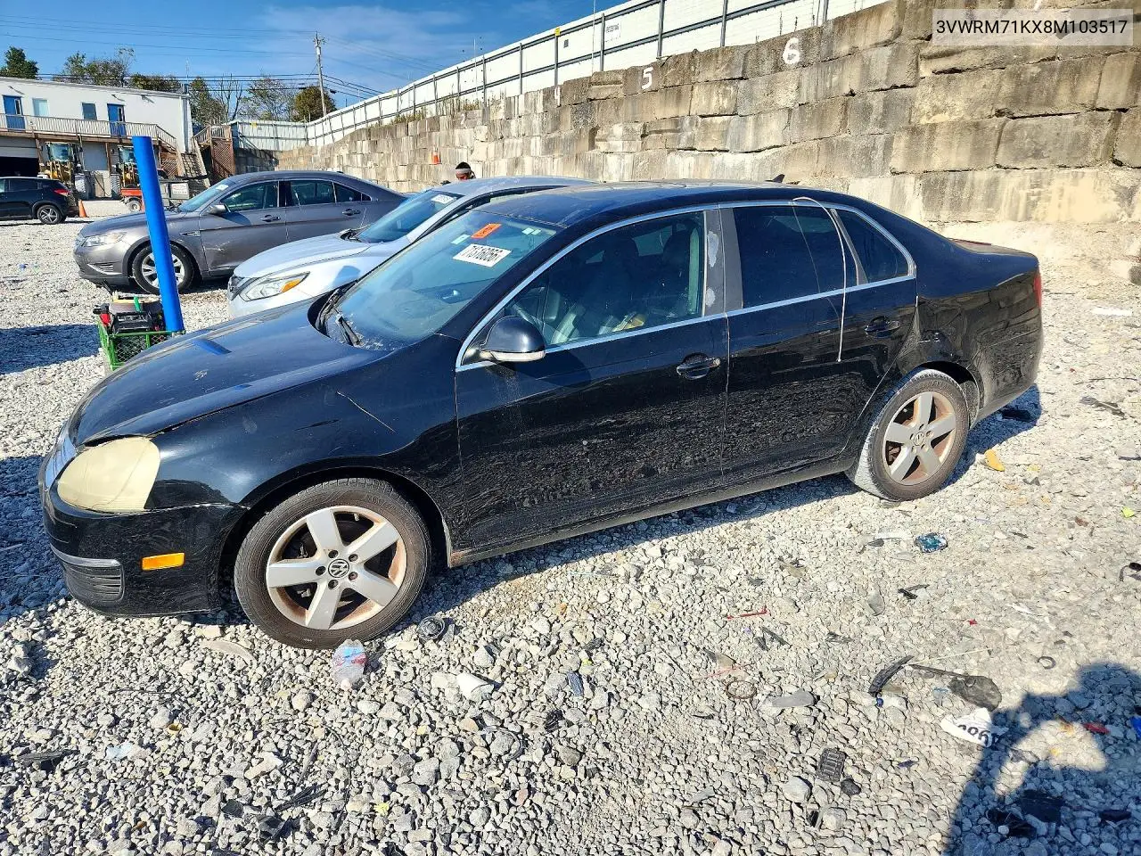 VOLKSWAGEN JETTA 2008, VIN 3VWRM71KX8M103517