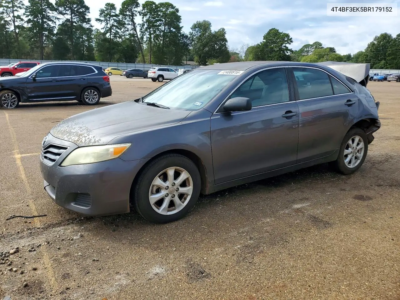 TOYOTA CAMRY 2011, VIN 4T4BF3EK5BR179152