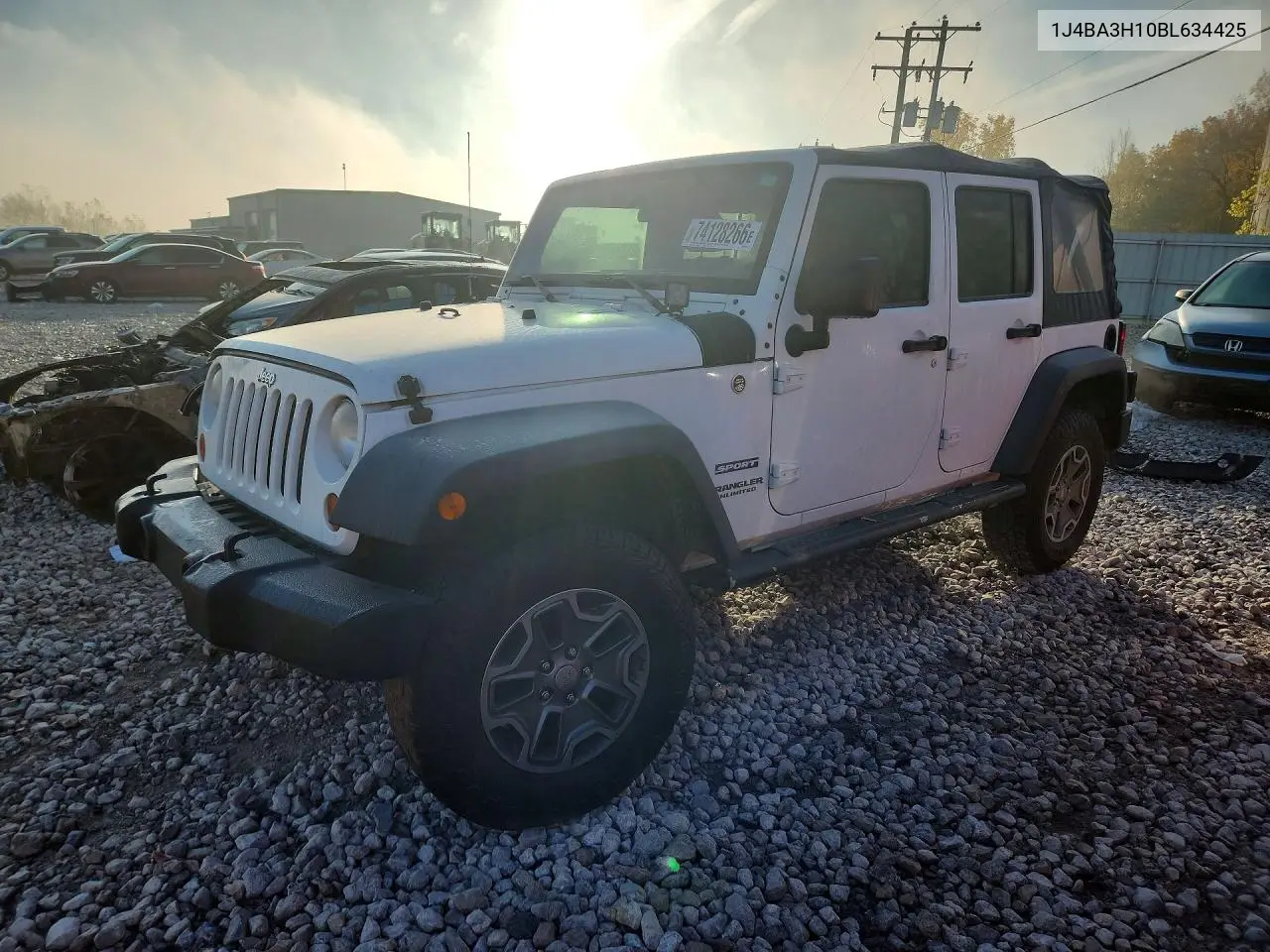 JEEP WRANGLER 2011, VIN 1J4BA3H10BL634425