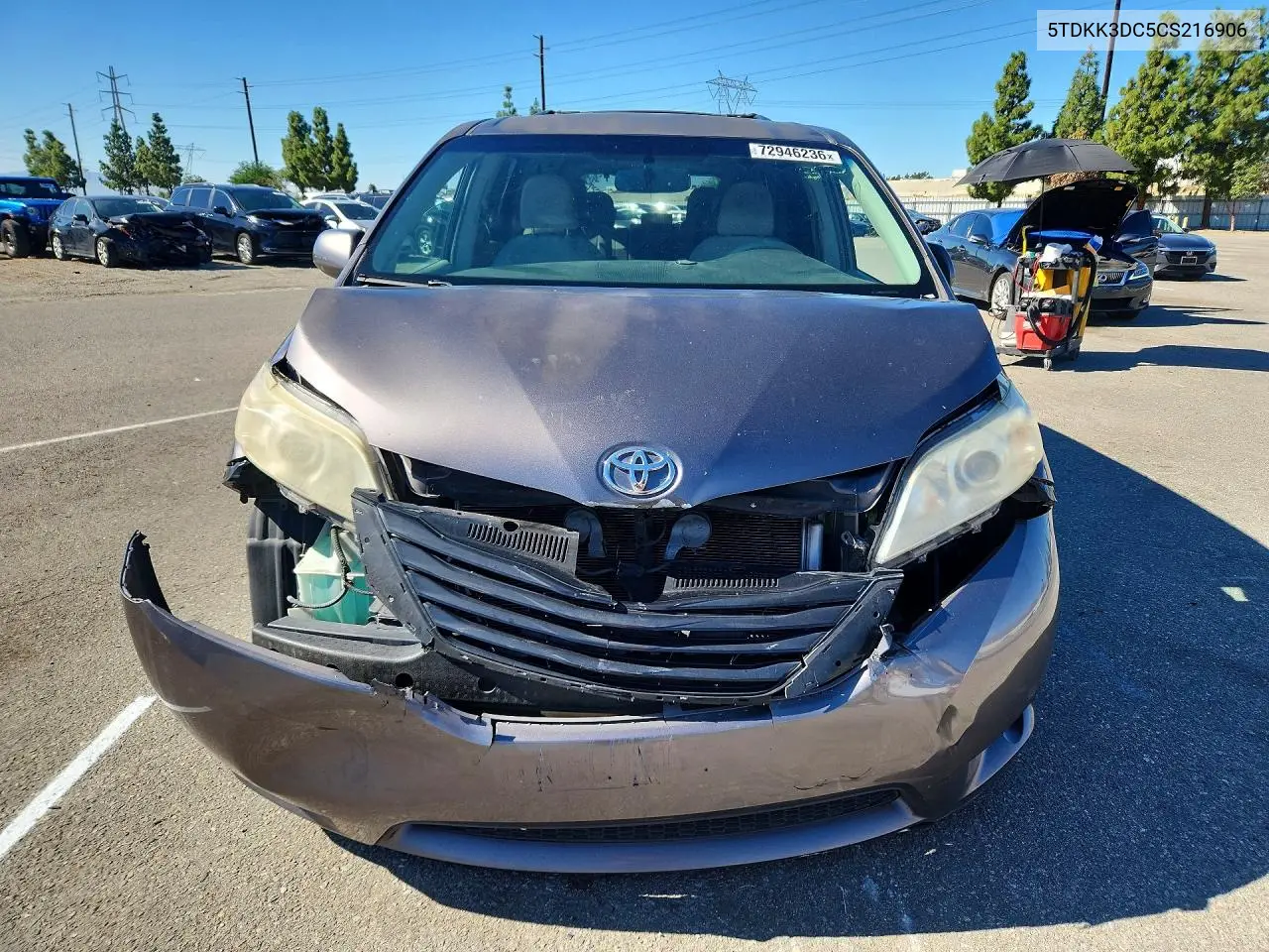 2012 TOYOTA SIENNA VIN 5TDKK3DC5CS216906 — фото 5
