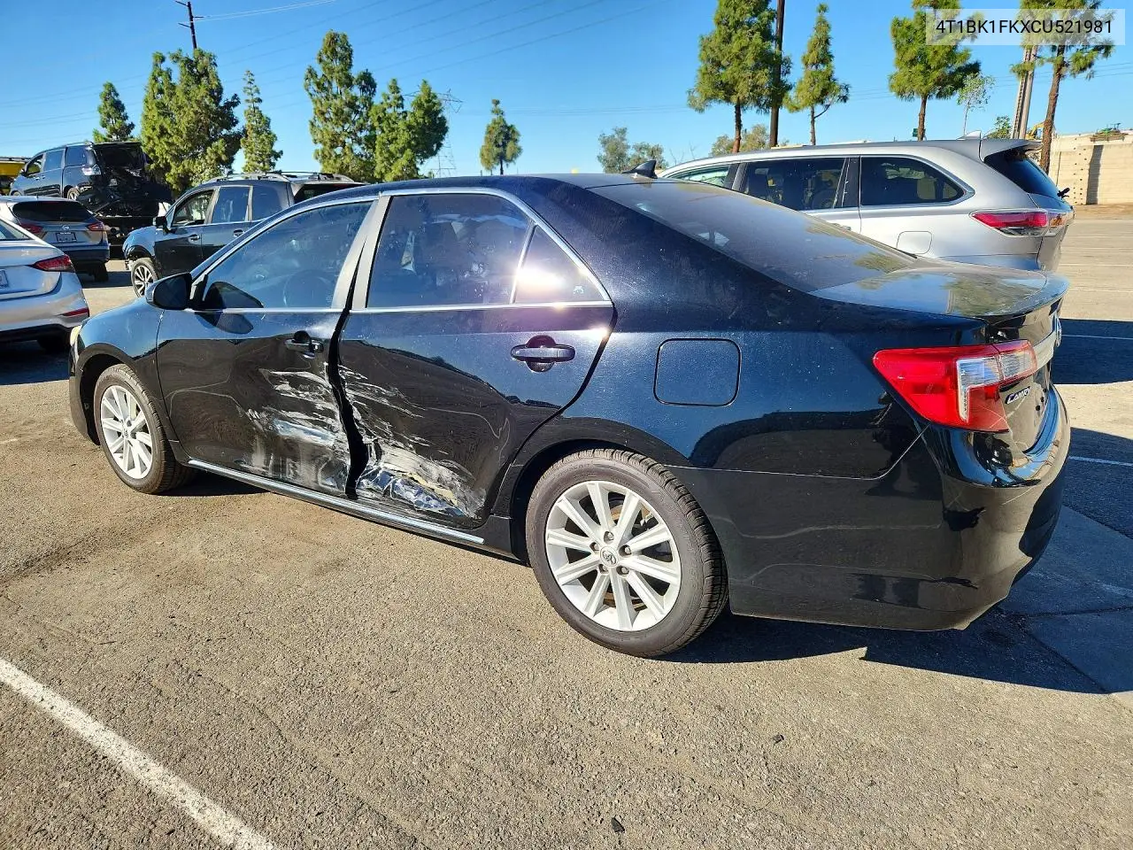 2012 TOYOTA CAMRY VIN 4T1BK1FKXCU521981 — фото 2