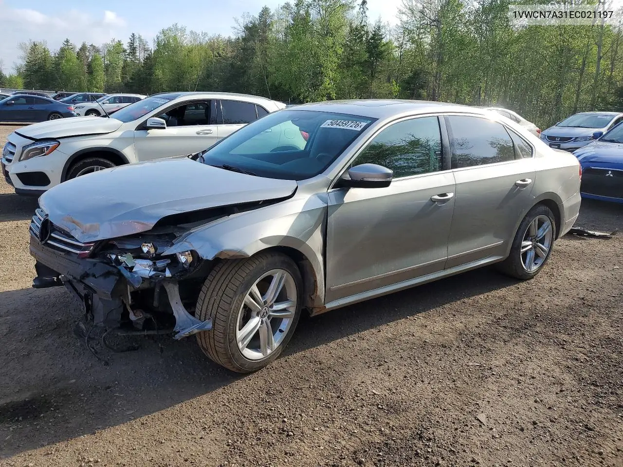 VOLKSWAGEN PASSAT 2014, VIN 1VWCN7A31EC021197