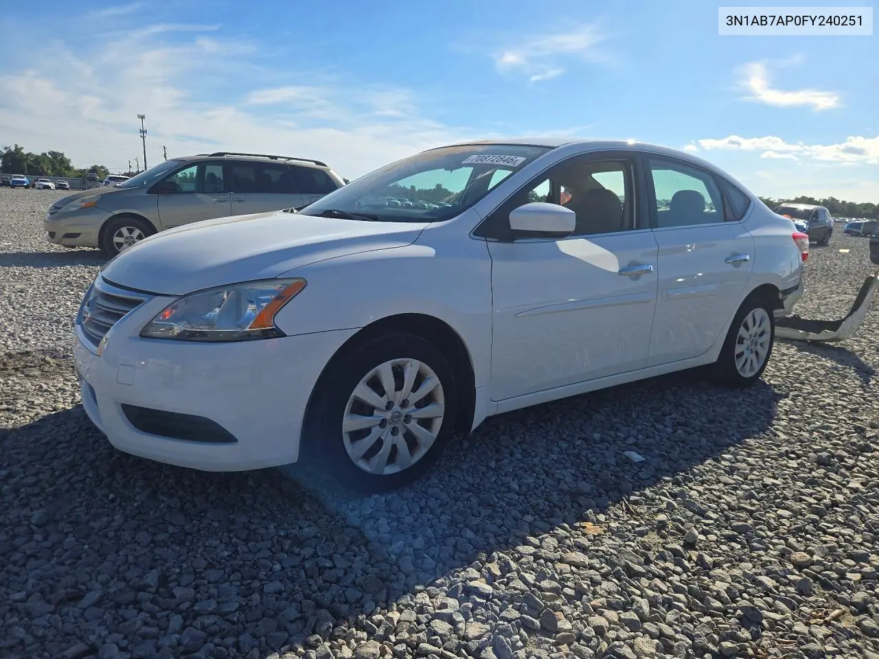 NISSAN SENTRA 2015, VIN 3N1AB7AP0FY240251