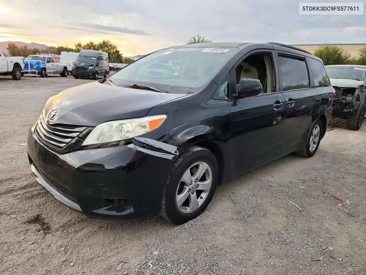 2015 TOYOTA SIENNA VIN 5TDKK3DC9FS577611 — фото 2