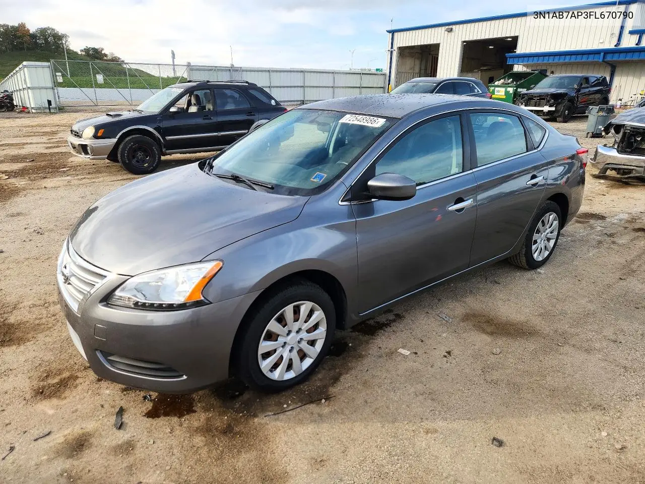 NISSAN SENTRA 2015, VIN 3N1AB7AP3FL670790