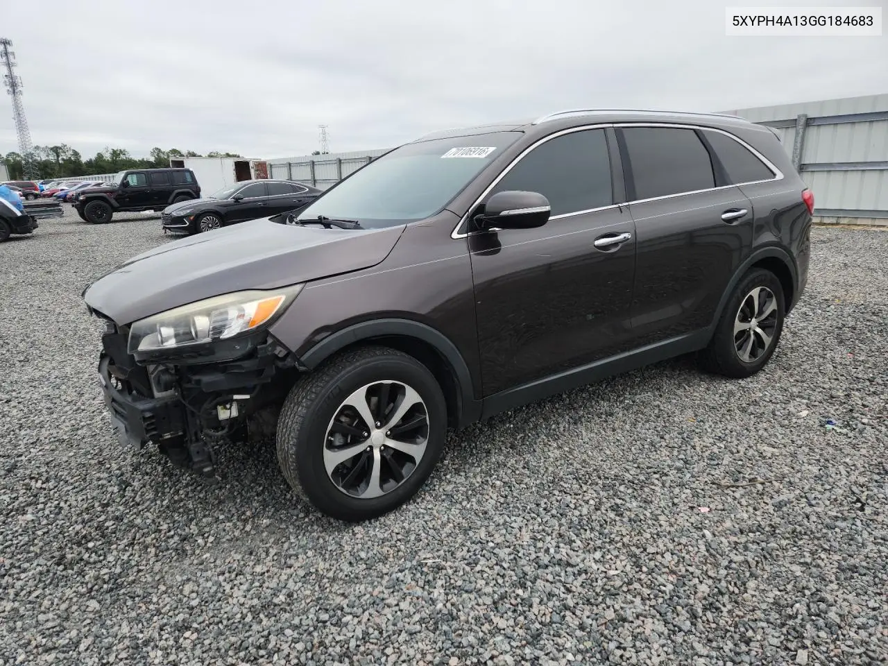 KIA SORENTO 2016, VIN 5XYPH4A13GG184683