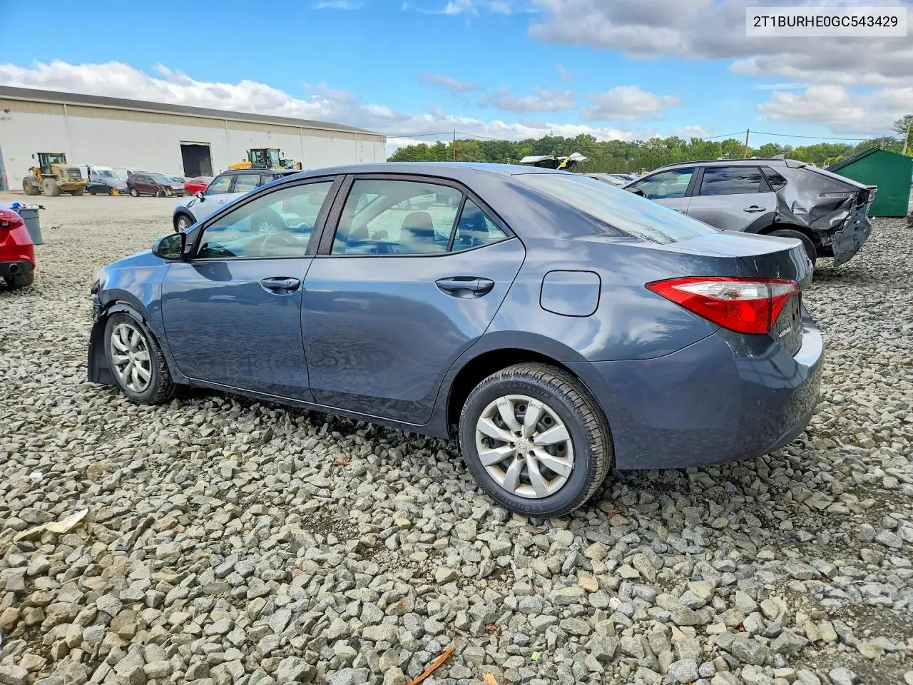 2016 TOYOTA COROLLA VIN 2T1BURHE0GC543429 — фото 2