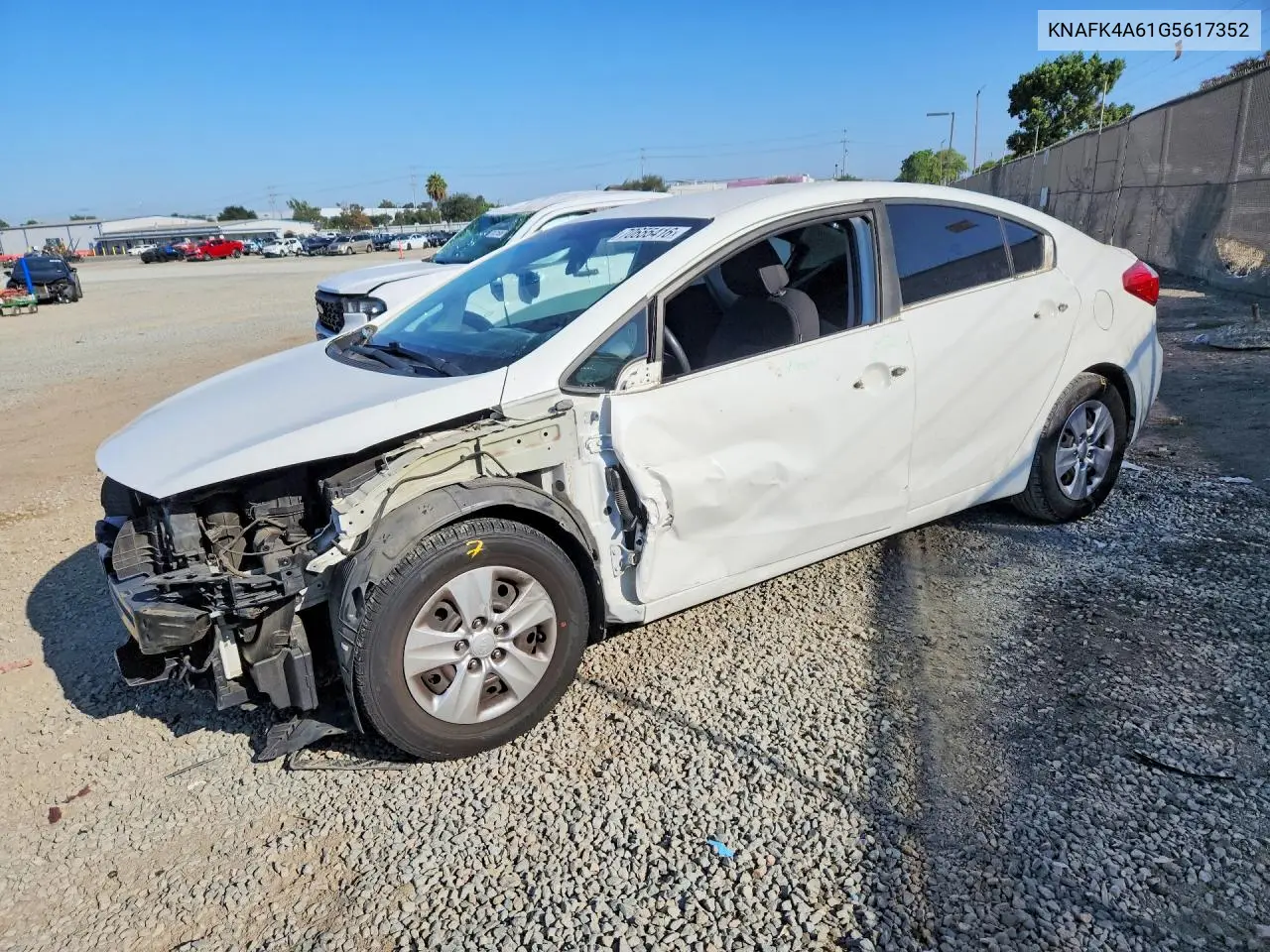 KIA FORTE 2016, VIN KNAFK4A61G5617352