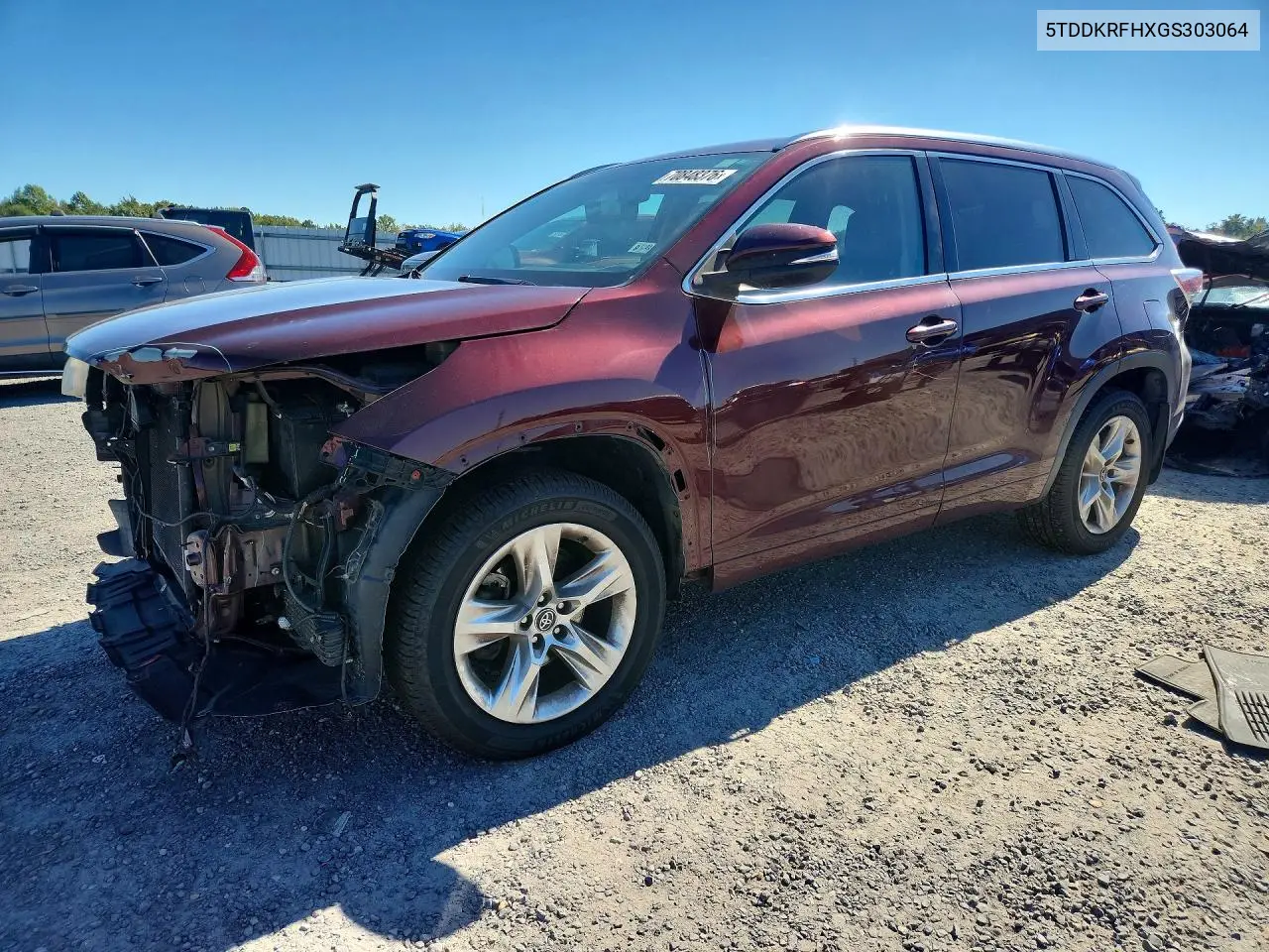 TOYOTA HIGHLANDER 2016, VIN 5TDDKRFHXGS303064