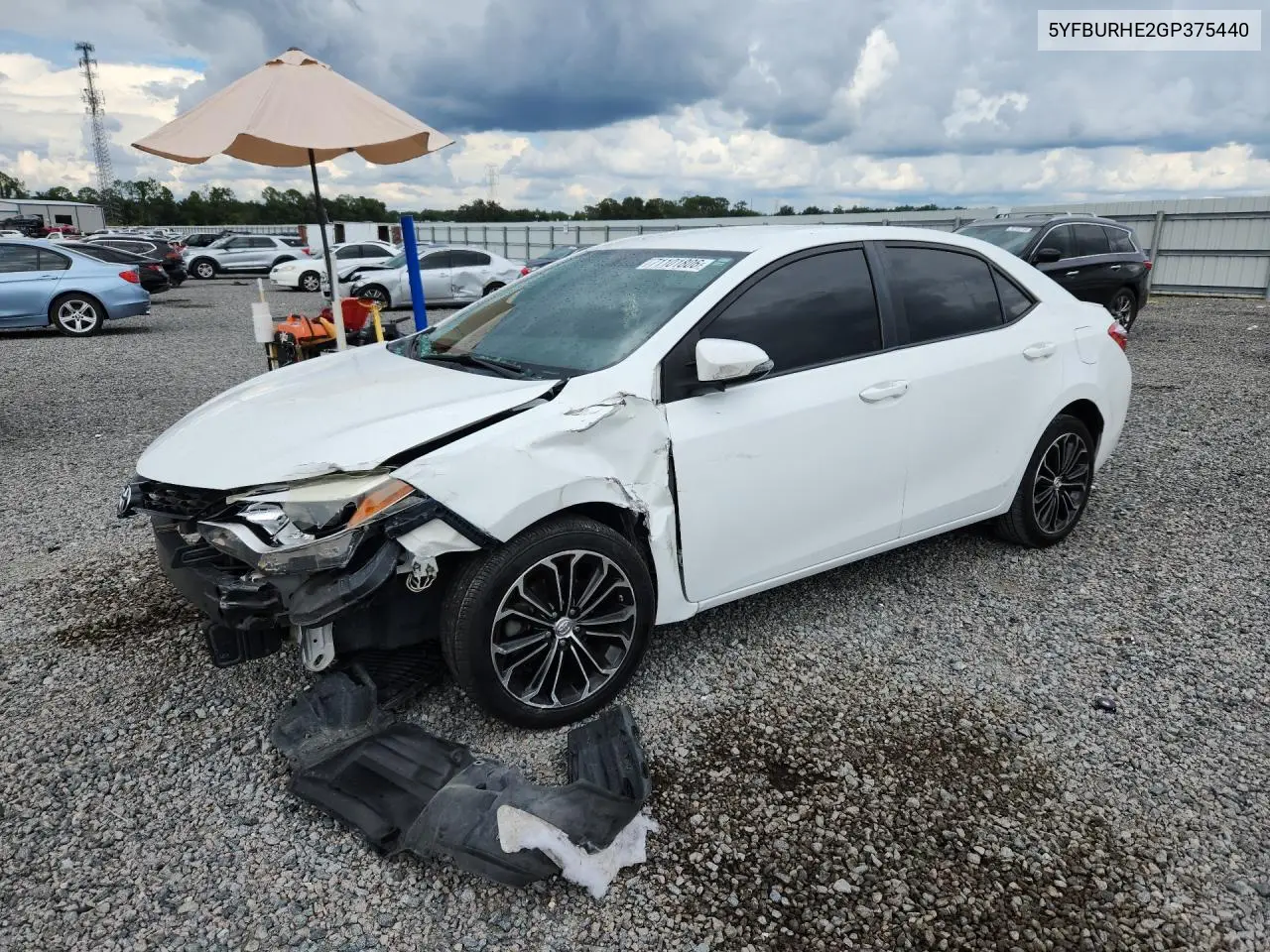 TOYOTA COROLLA 2016, VIN 5YFBURHE2GP375440