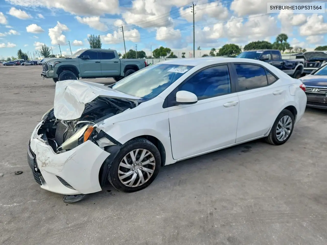 TOYOTA COROLLA 2016, VIN 5YFBURHE1GP531564
