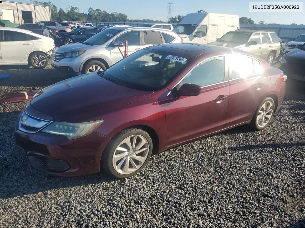 ACURA ILX 2016, VIN 19UDE2F35GA000923