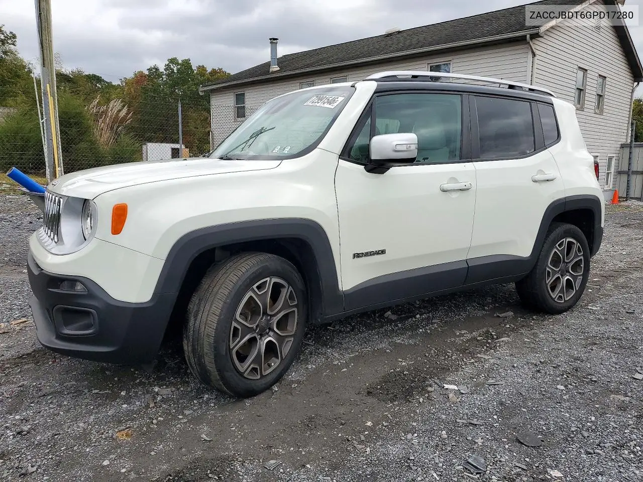 JEEP RENEGADE 2016, VIN ZACCJBDT6GPD17280