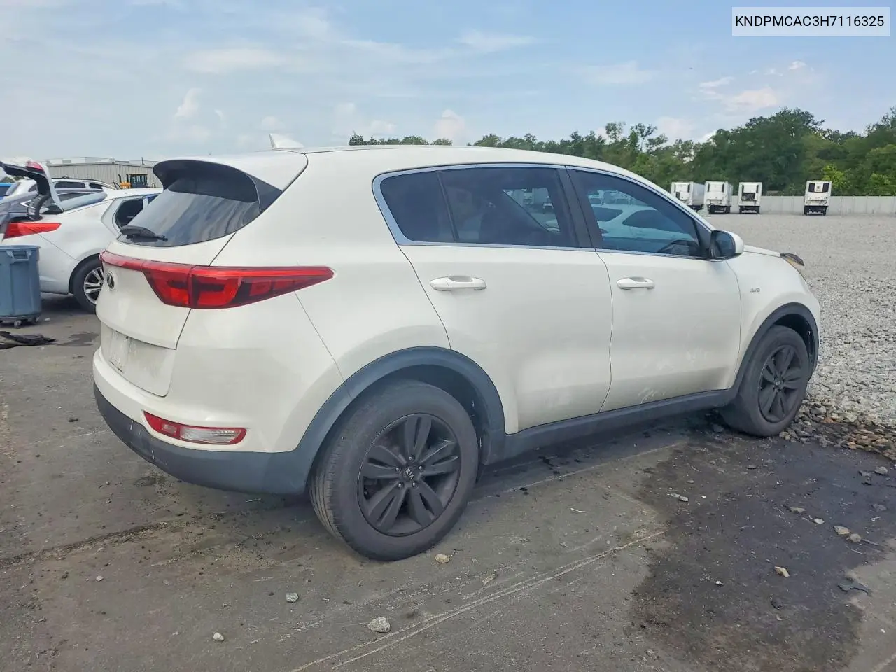 2017 KIA SPORTAGE VIN KNDPMCAC3H7116325 — фото 3