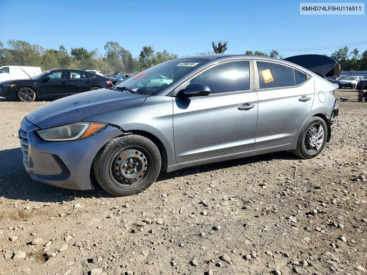 HYUNDAI ELANTRA 2017, VIN KMHD74LF5HU116511