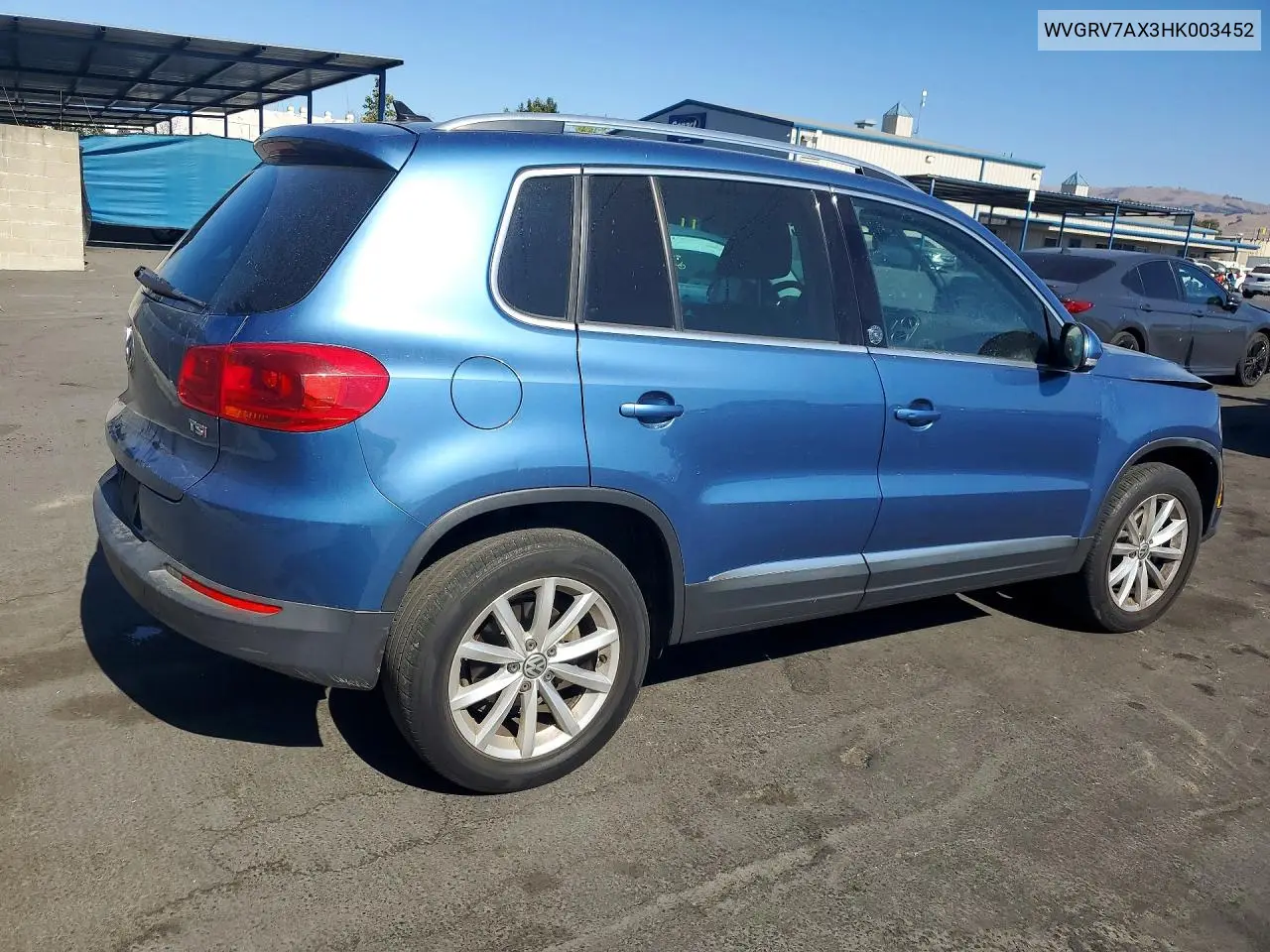 2017 VOLKSWAGEN TIGUAN VIN WVGRV7AX3HK003452 — фото 3