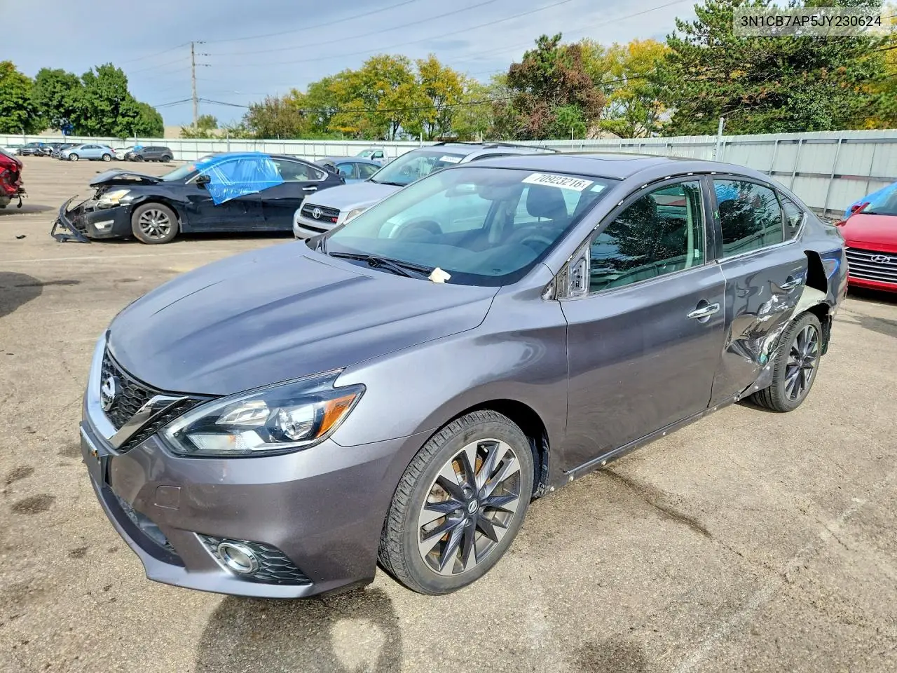 NISSAN SENTRA 2018, VIN 3N1CB7AP5JY230624
