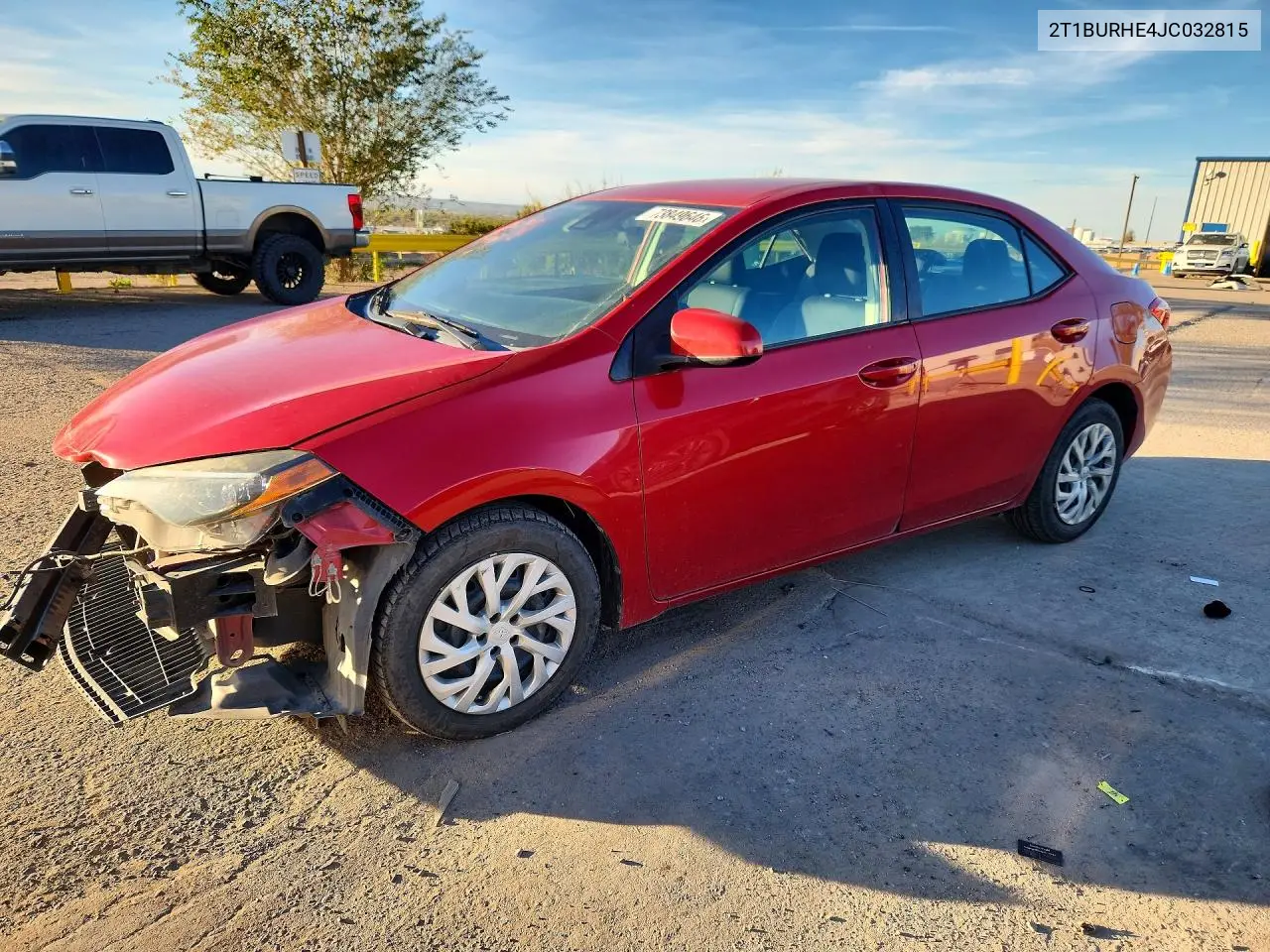 TOYOTA COROLLA 2018, VIN 2T1BURHE4JC032815