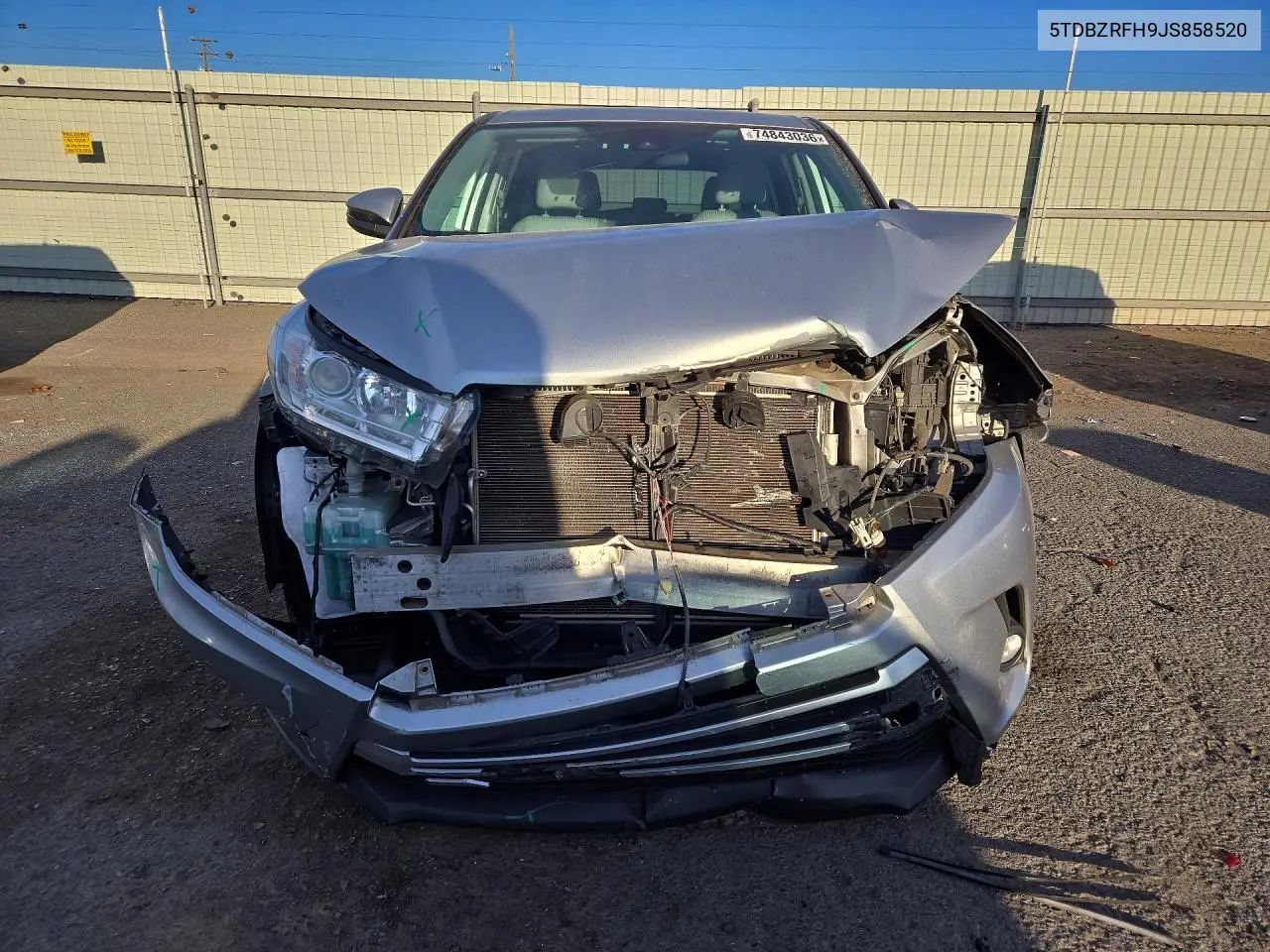 2018 TOYOTA HIGHLANDER VIN 5TDBZRFH9JS858520 — фото 5