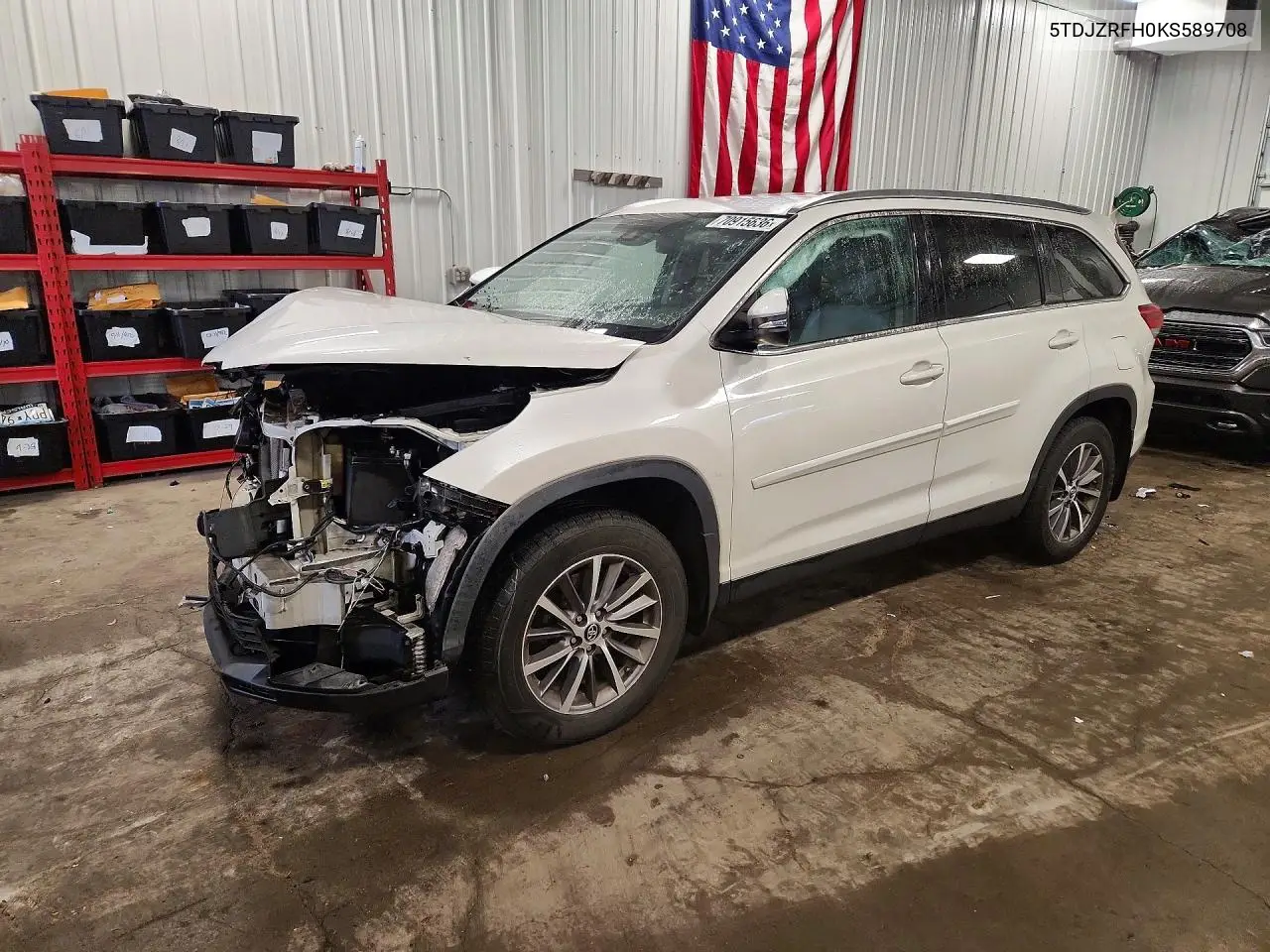 TOYOTA HIGHLANDER 2019, VIN 5TDJZRFH0KS589708
