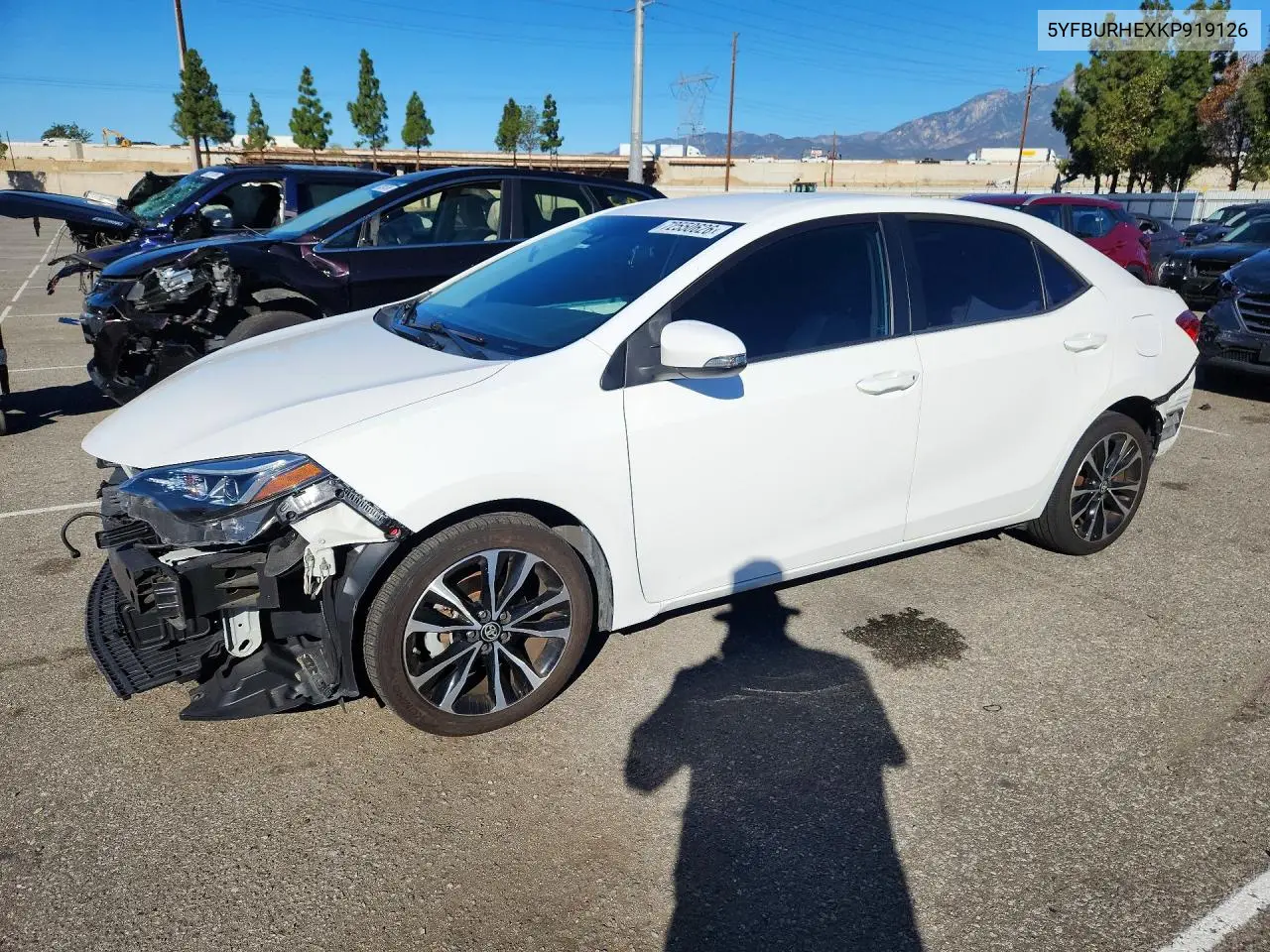 TOYOTA COROLLA 2019, VIN 5YFBURHEXKP919126