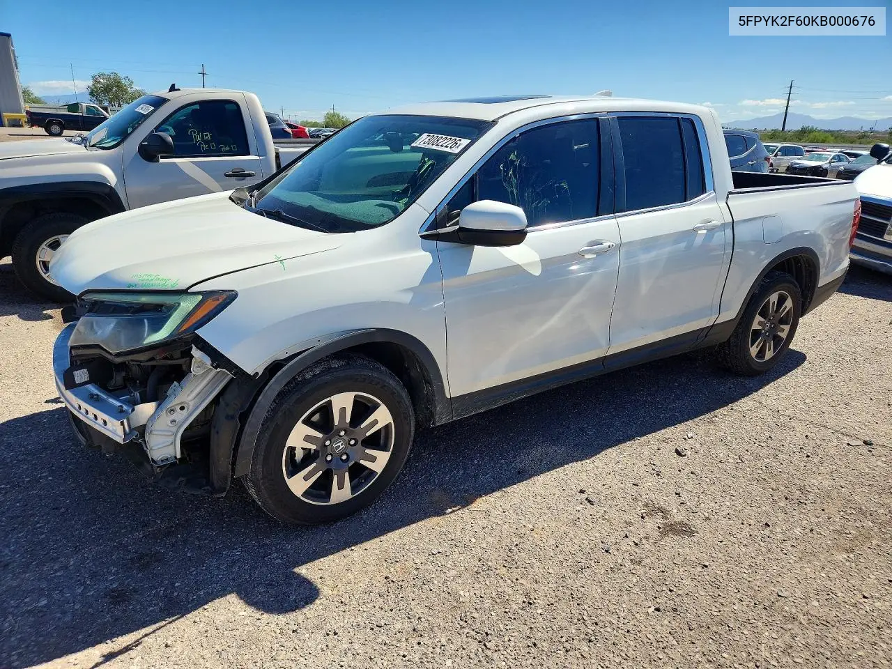 HONDA RIDGELINE 2019, VIN 5FPYK2F60KB000676