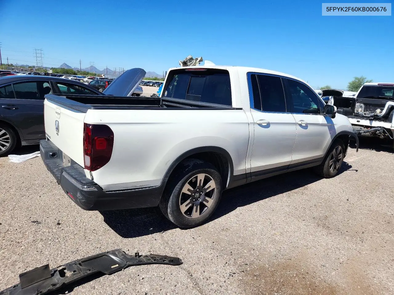 2019 HONDA RIDGELINE VIN 5FPYK2F60KB000676 — фото 3