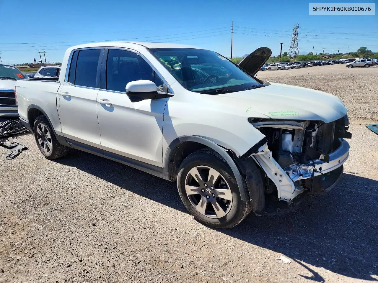 2019 HONDA RIDGELINE VIN 5FPYK2F60KB000676 — фото 4