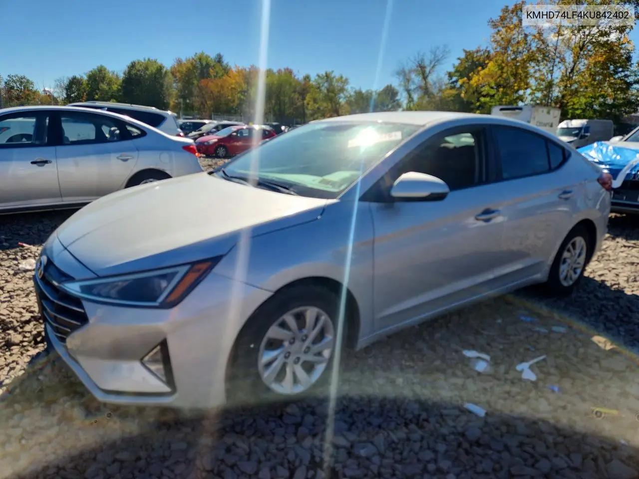 HYUNDAI ELANTRA 2019, VIN KMHD74LF4KU842402