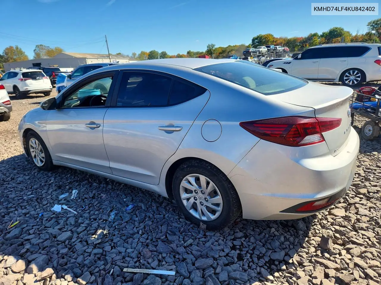 2019 HYUNDAI ELANTRA VIN KMHD74LF4KU842402 — фото 2