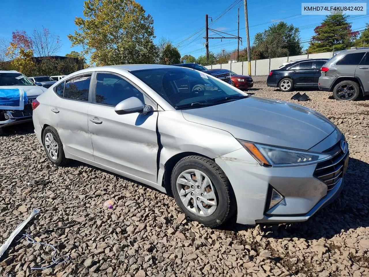 2019 HYUNDAI ELANTRA VIN KMHD74LF4KU842402 — фото 4