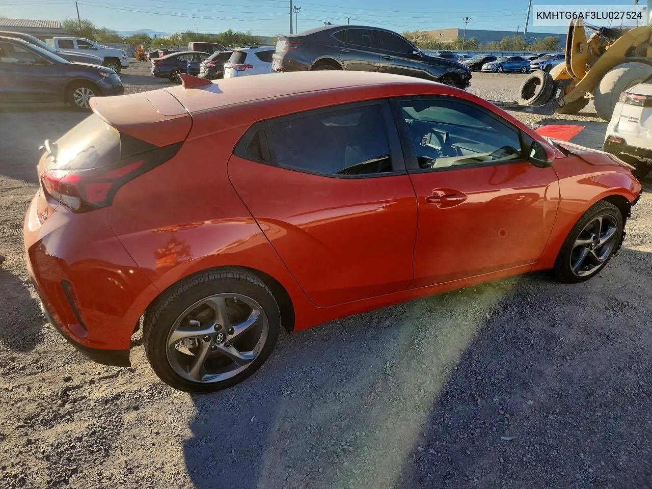 2020 HYUNDAI VELOSTER VIN KMHTG6AF3LU027524 — фото 3