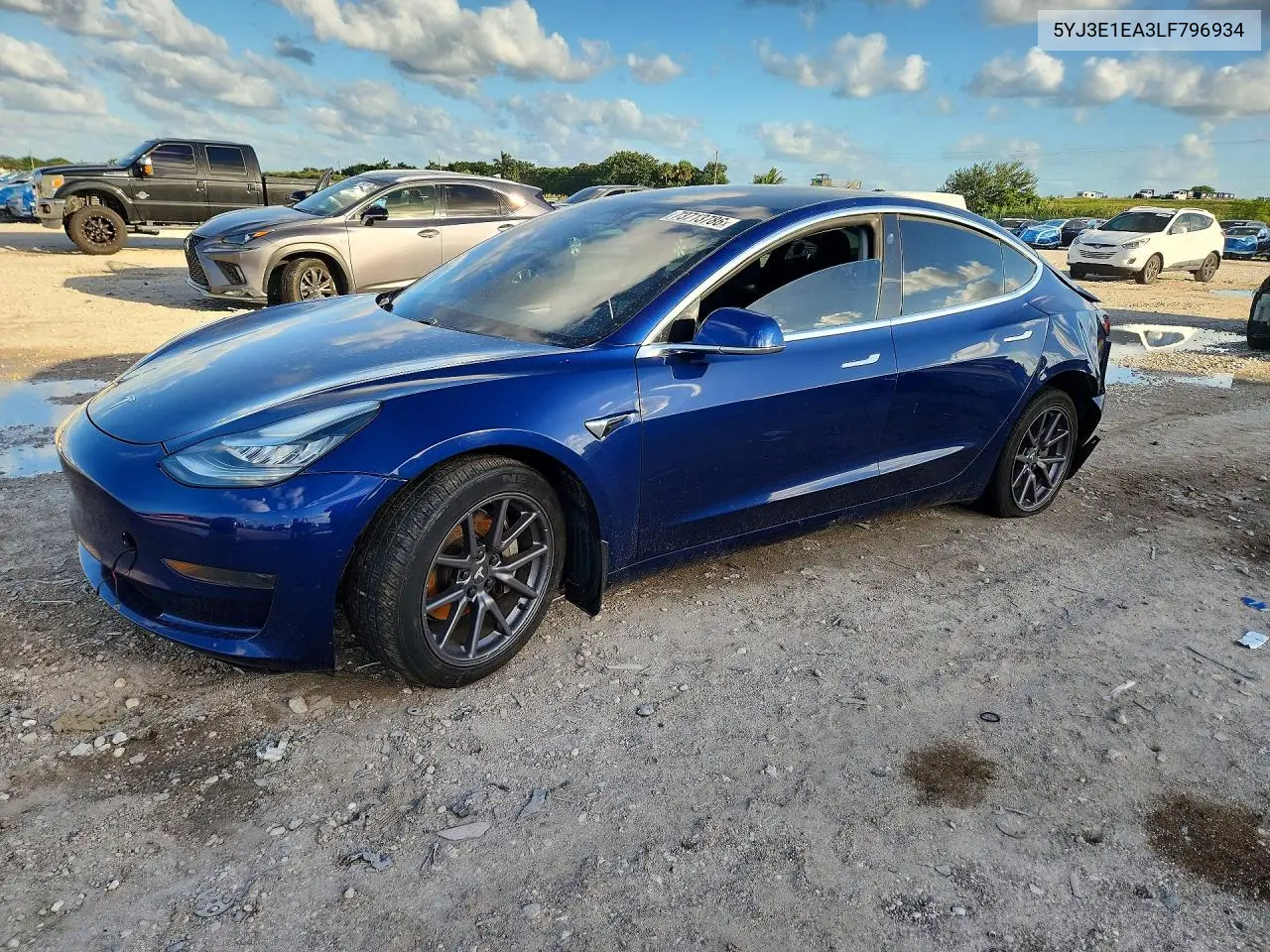 TESLA MODEL 3 2020, VIN 5YJ3E1EA3LF796934