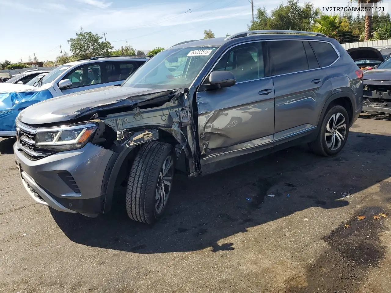 VOLKSWAGEN ATLAS 2021, VIN 1V2TR2CA8MC571421