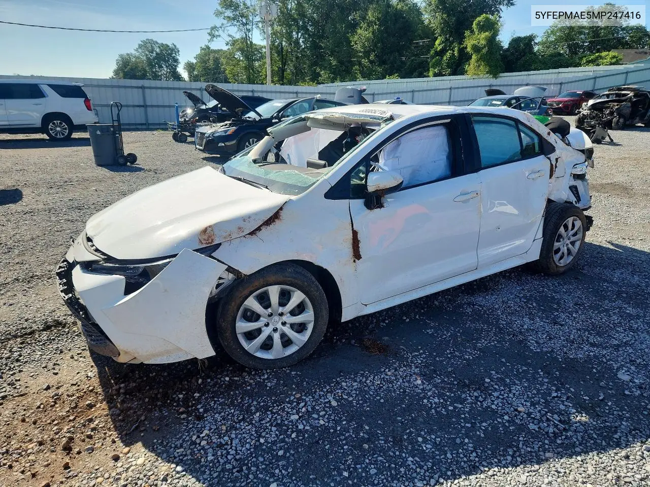 TOYOTA COROLLA 2021, VIN 5YFEPMAE5MP247416